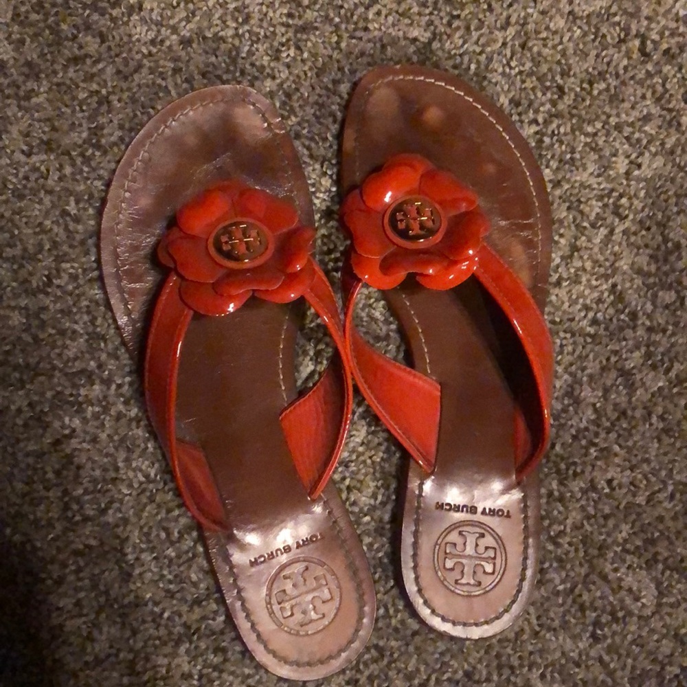 Tory Burch Orange Flower Sandals 🌺